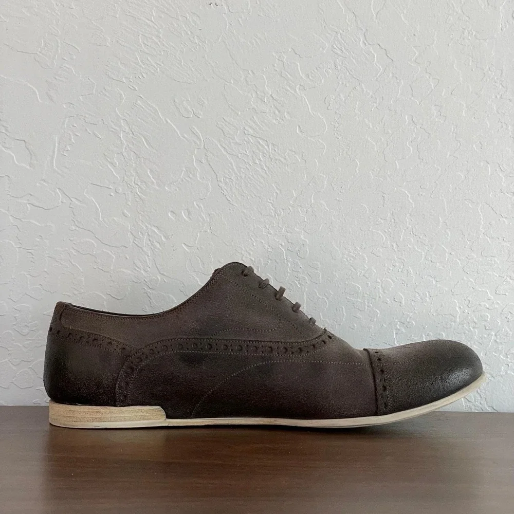Dolce‎ & Gabbana Francesina Crosta Cera Oxford Men 8.5 Brown Suede Brogue